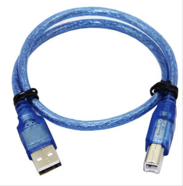 This is a Cable For Arduino UNO/MEGA (USB A to B)-1feet, you can use it to connect “Arduino Uno”, “Arduino Mega 2560″ or any board with the USB female A port of your computer. Length is approximately 52 cm. Cable color and shape may vary slightly from image as our stock rotates. This is a standard-issue USB 2.0 cable. the kind that’s usually used for printers, Arduino, etc. Compatible with most SFE designed USB boards as well as USB Arduino boards like the Uno. It is very important to understand the cheap USB cables or faulty USB cables may harm your Printers and cause errors again and again while printing important data. For the error-free and long life of your printers, you must use high-quality USB A to B printer cables. We are selling highly robust and high-quality USB 2.0 Printer cable at a reasonable price. Connect your USB printer, scanner and more to your computer. Transmits data at high speeds with error-free, high-performance transmission. Features : Fully compatible with the PC. Molded strain relief and PVC over molding to ensure a lifetime of error-free data transmissions. Aluminum under mold shield helps meet FCC requirements on KMI/RFI interference. Foil and braid shield complies with fully rated cable specifications reducing EMI/FRI interference. Package Includes : 1 x Cable For Arduino UNO/MEGA (USB A to B)-50 cm